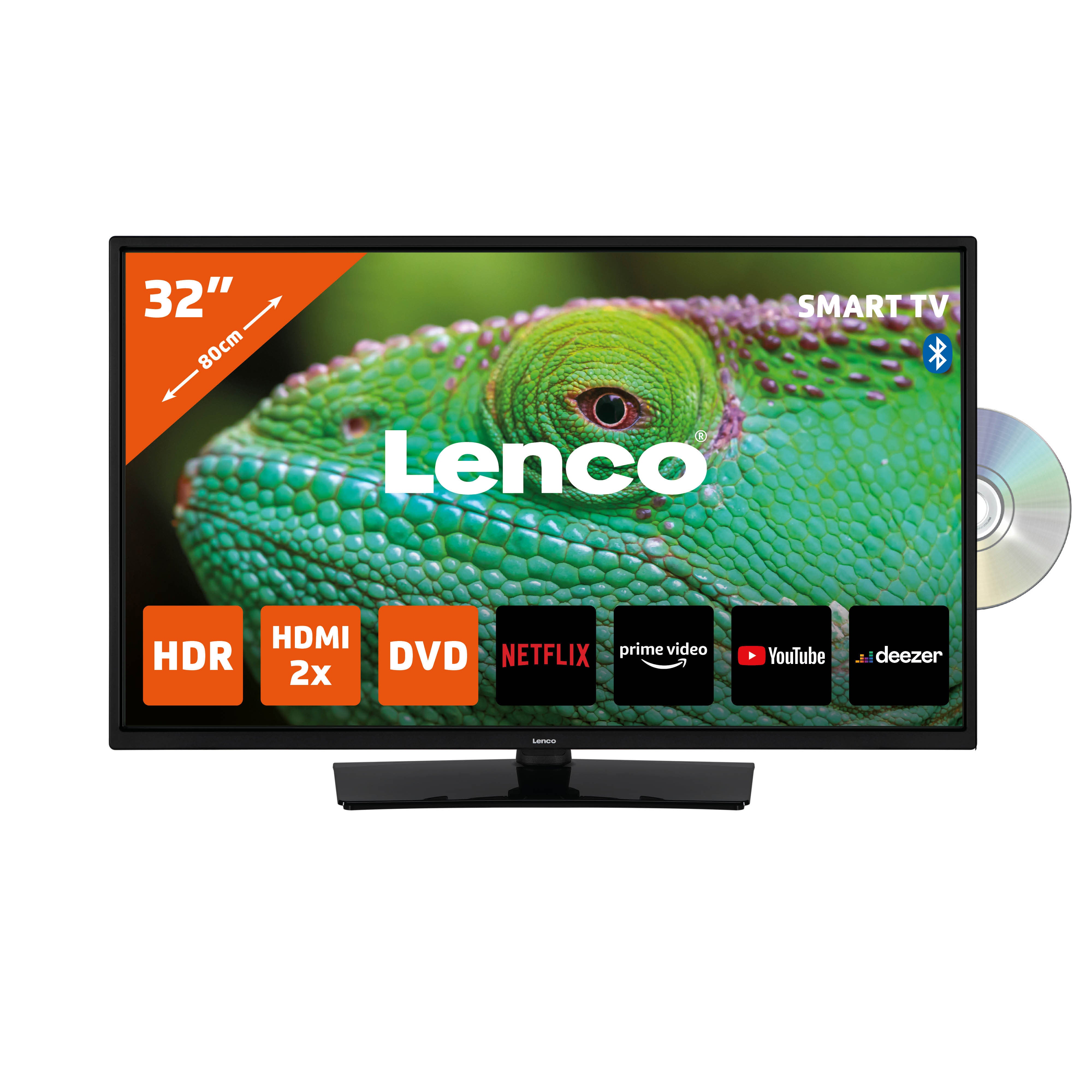 Lenco DVL-3273BK - 32 Smart TV avec lecteur DVD intégré, noir