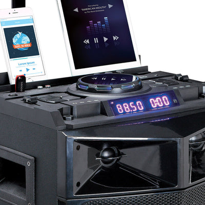 Lenco PMX-240 - Enceinte/table de mixage DJ haute puissance avec Bluetooth®, USB, radio FM et éclairages - Noir