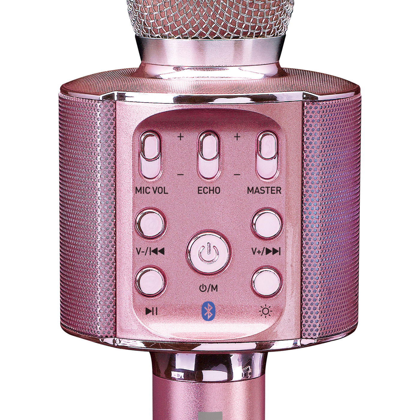 Lenco BMC-090PK - Microphone Bluetooth® pour karaoké avec enceinte et éclairage - Rose