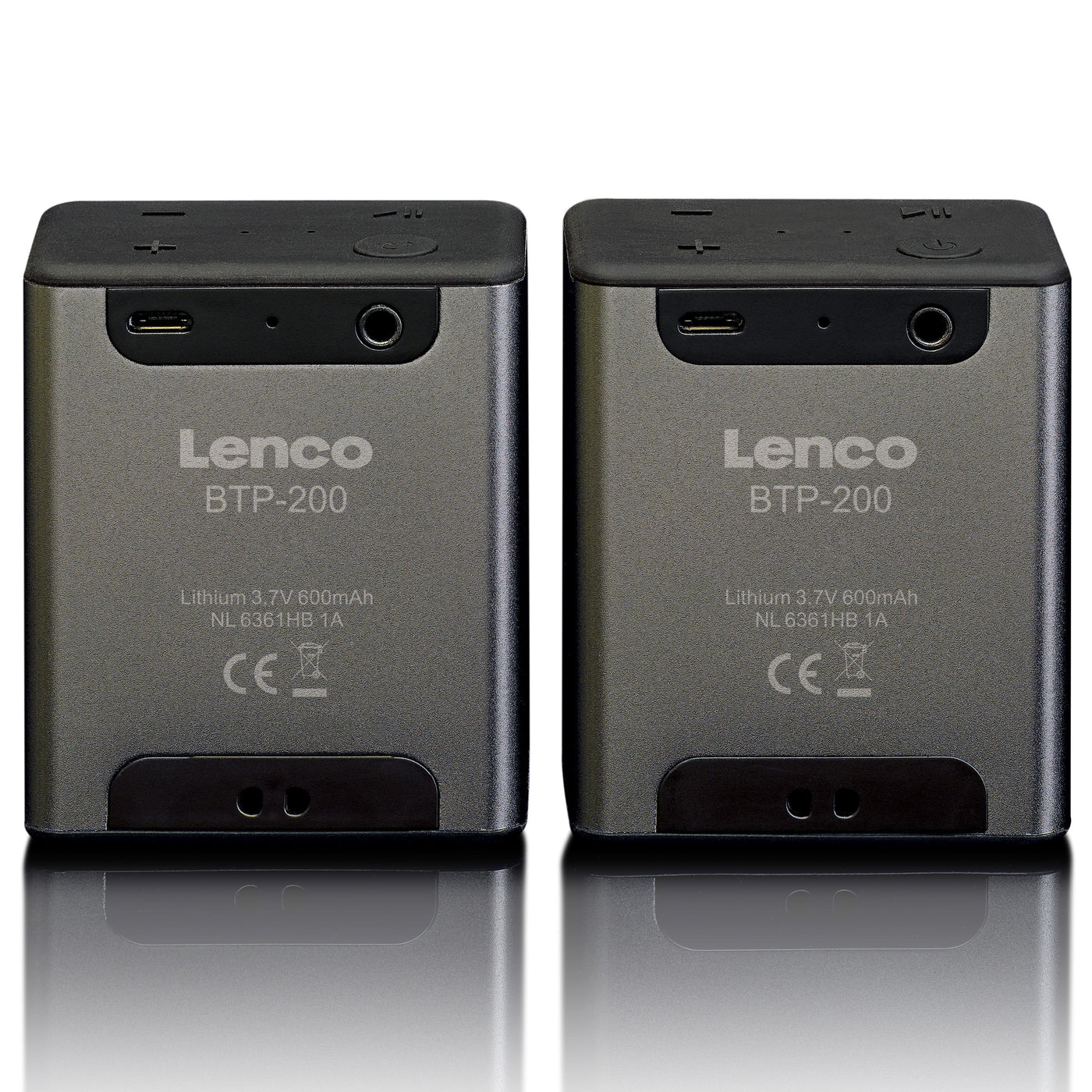 Lenco BTP-200BK - Ensemble d’enceintes stéréo Bluetooth® avec autonomie de 8 heures et accessoires - Gris