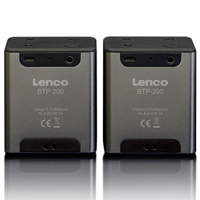 Lenco BTP-200BK - Ensemble d’enceintes stéréo Bluetooth® avec autonomie de 8 heures et accessoires - Gris