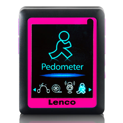 Lenco PODO-152 Pink - Lecteur MP3/MP4 avec podomètre et mémoire de 4 Go - Rose