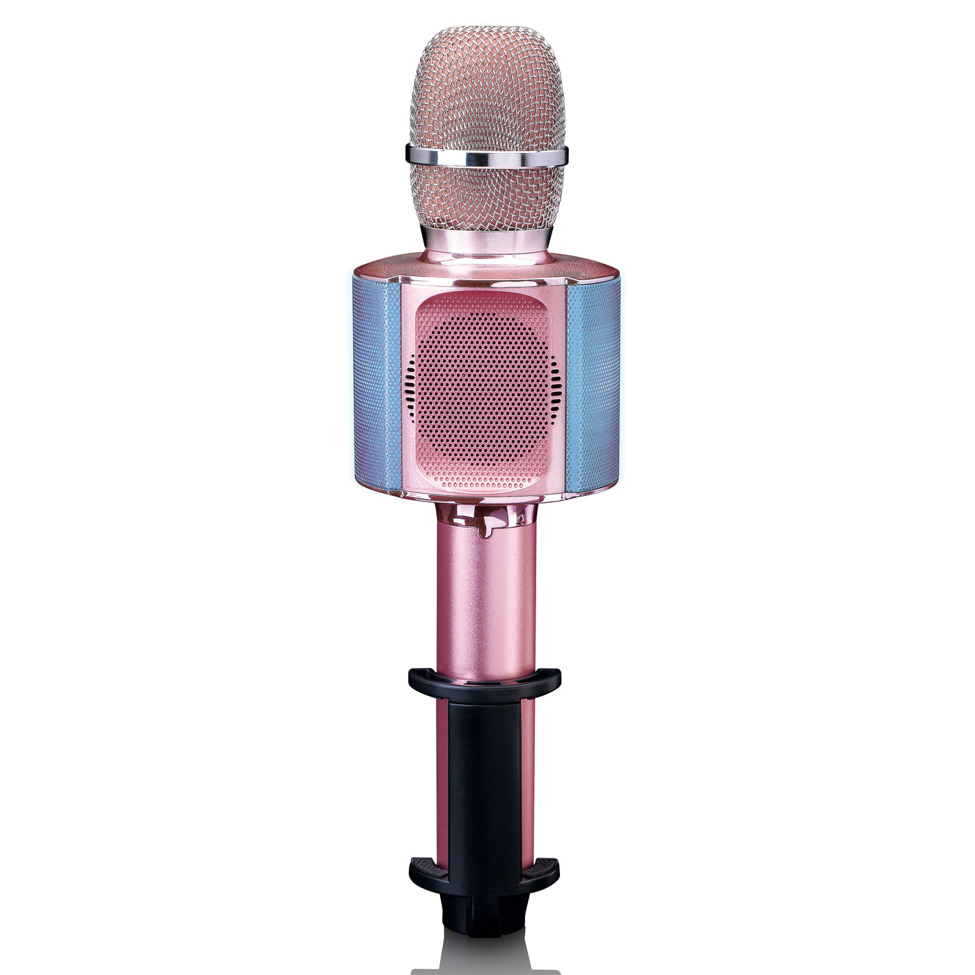 Lenco BMC-090PK - Microphone Bluetooth® pour karaoké avec enceinte et éclairage - Rose