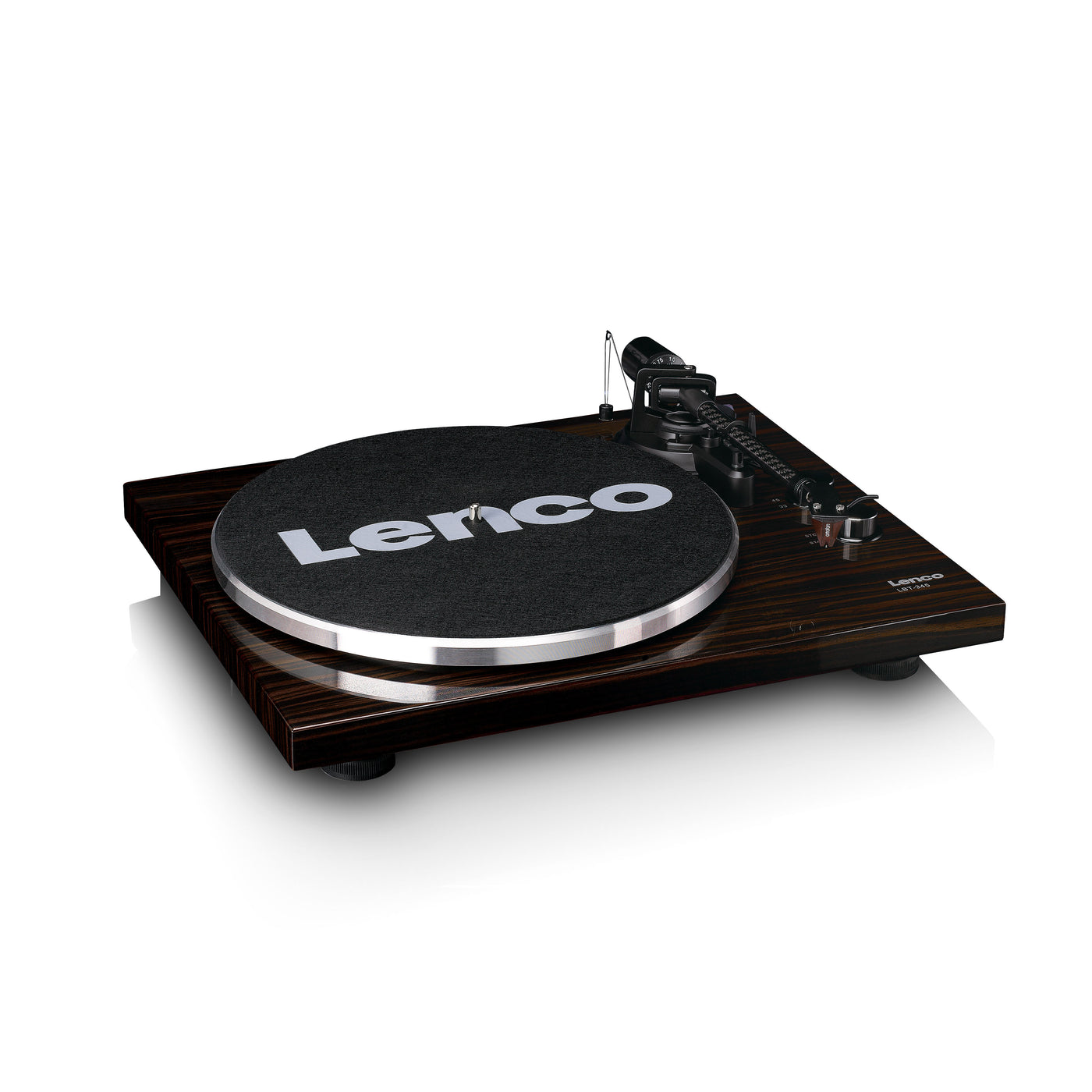 Lenco LBT-345WA - Platine vinyle avec Bluetooth® et cellule Ortofon 2M Red, stabilisateur de plateau chromé inclus - Noyer