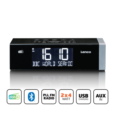 Lenco CR-640BK - Radio-réveil FM stéréo avec horloge à commande radio et entrée AUX - Blanc
