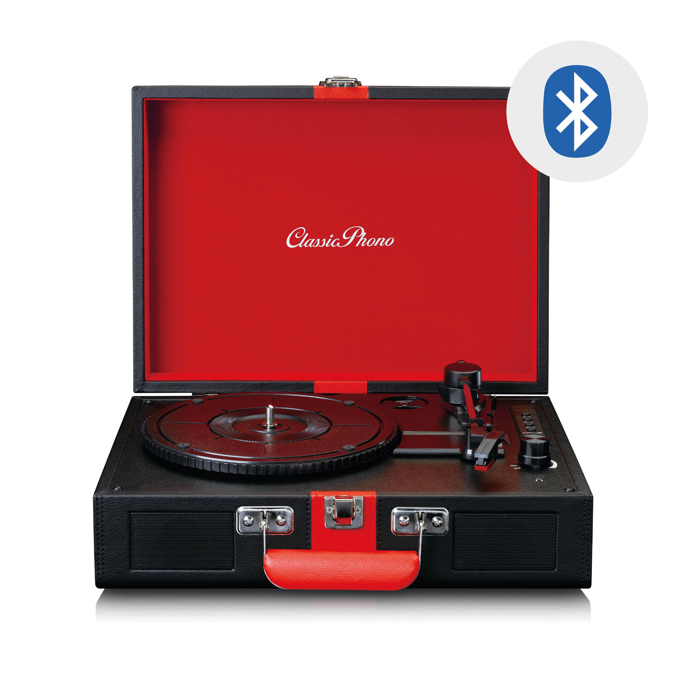 Classic Phono TT-110BKRD - Platine vinyle Bluetooth® avec haut-parleurs intégrés - Noir Rouge