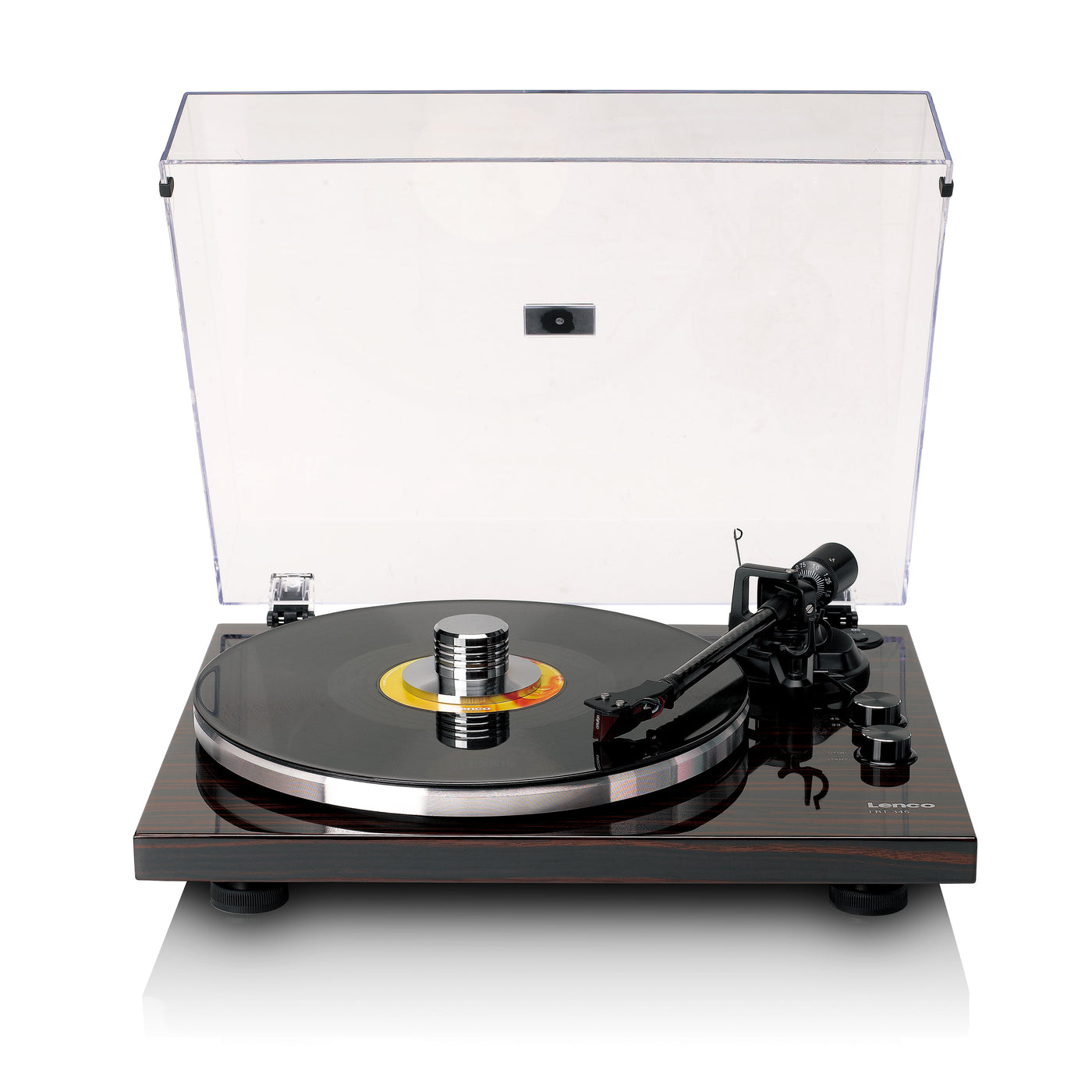 Lenco LBT-345WA - Platine vinyle avec Bluetooth® et cellule Ortofon 2M Red, stabilisateur de plateau chromé inclus - Noyer