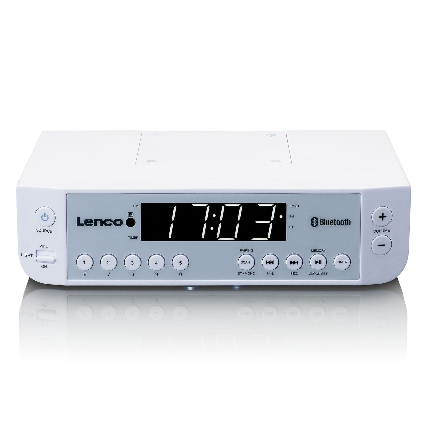 Lenco KCR-100WH - Radio de cuisine FM avec Bluetooth®, éclairage LED et minuteur - Blanc