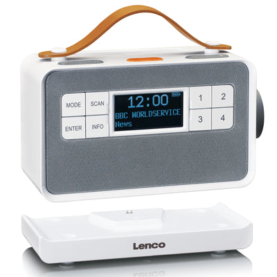 Lenco PDR-065WH - Radio FM/DAB+ portable dotée de grandes touches et d’une fonction "Mode simple", blanc