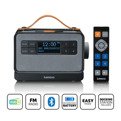 Lenco PDR-065BK - Radio FM/DAB+ portable dotée de grandes touches et d’une fonction « Mode simple, noir