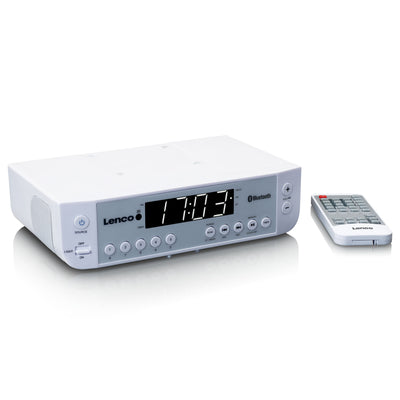 Lenco KCR-100WH - Radio de cuisine FM avec Bluetooth®, éclairage LED et minuteur - Blanc