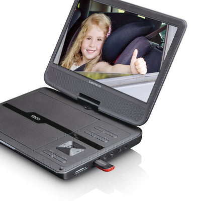 Lenco DVP-1046BK - Deux lecteurs DVD portables de 10 pouces avec batterie rechargeable, deux casques et deux supports de montage pour la voiture - Noir