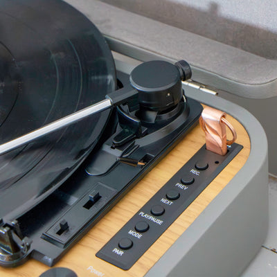 Classic Phono TT-116GY - Platine vinyle rétro Bluetooth® avec haut-parleurs intégrés - Gris