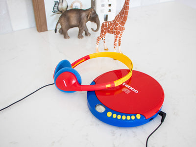 Lenco CD-021KIDS - Lecteur CD portable pour enfants avec casque, piles rechargeables et limiteur de son intégré - Multicolore