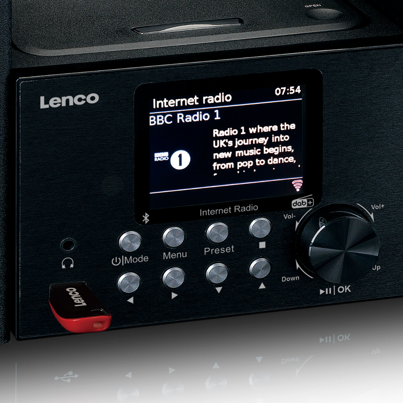 Lenco MC-250BK - Micro-chaîne avec radio intelligente, lecteur CD/USB, internet, DAB+, Bluetooth® - Noir