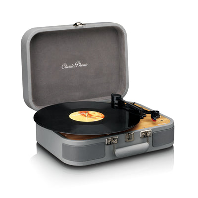 Classic Phono TT-116GY - Platine vinyle rétro Bluetooth® avec haut-parleurs intégrés - Gris