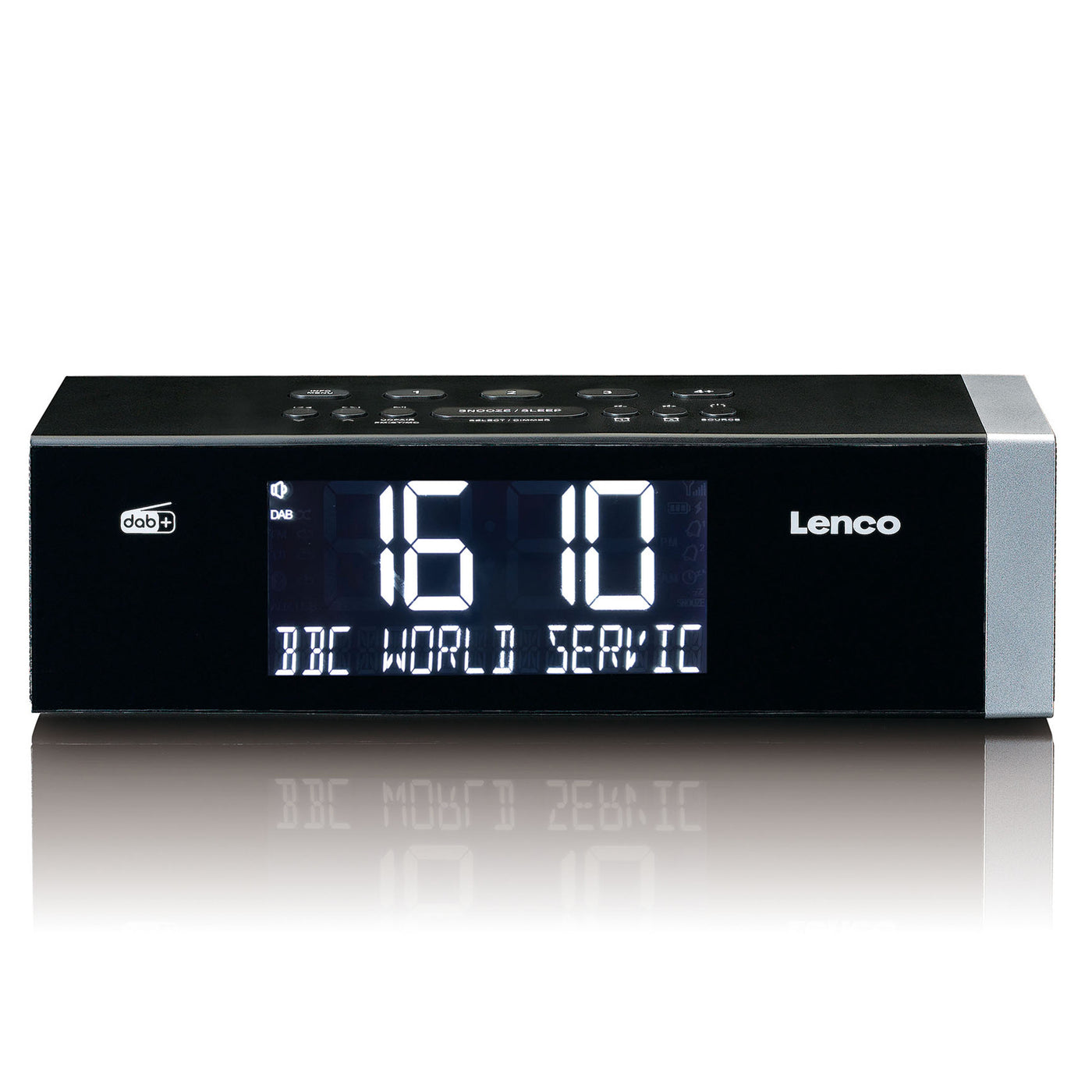 Lenco CR-640BK - Radio-réveil FM stéréo avec horloge à commande radio et entrée AUX - Blanc