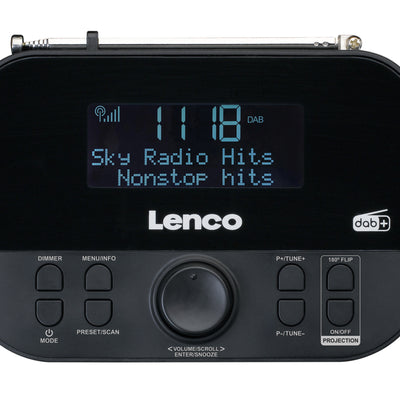Lenco CR-615BK - Radio-réveil DAB+/FM avec projection de l'heure - Noir
