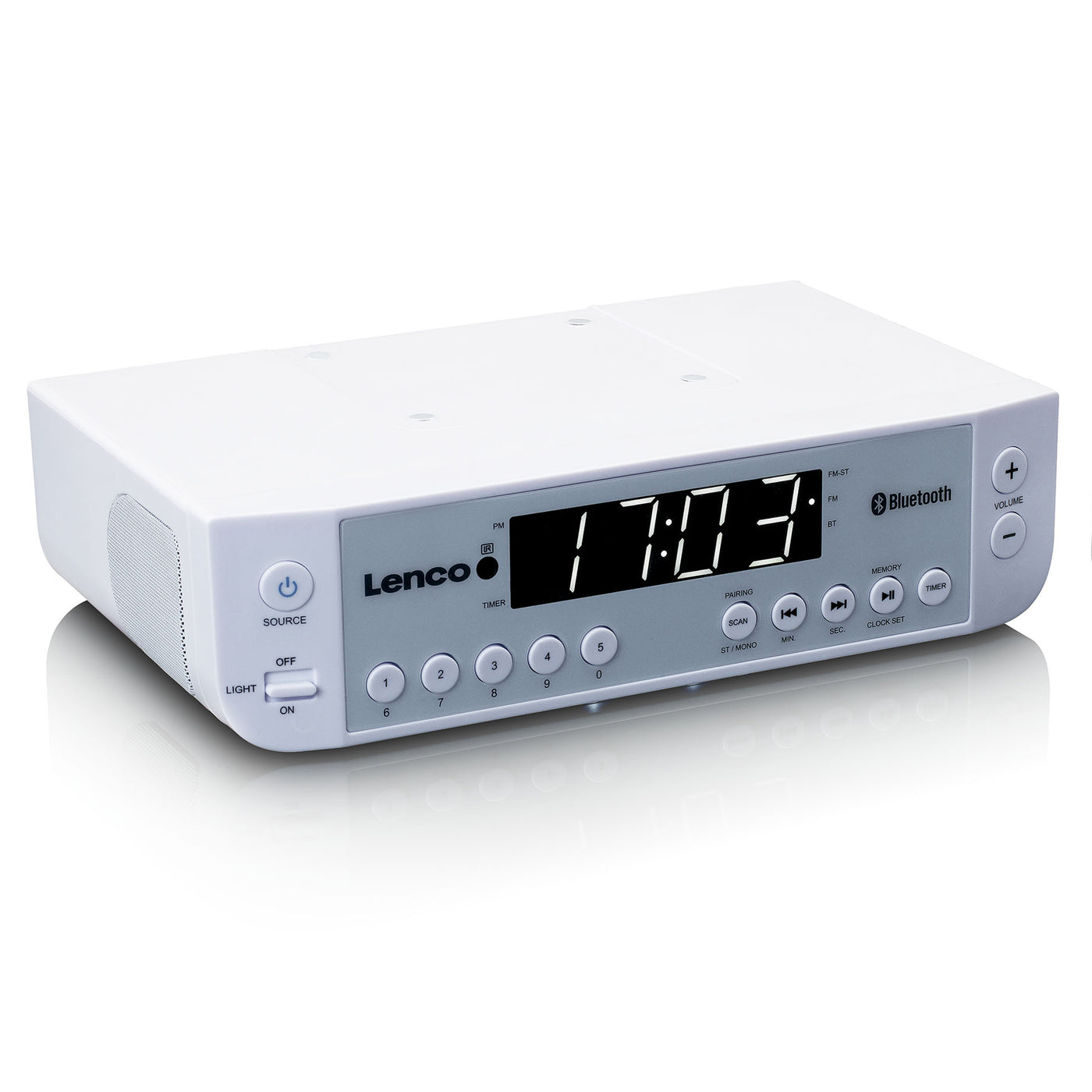 Lenco KCR-100WH - Radio de cuisine FM avec Bluetooth®, éclairage LED et minuteur - Blanc