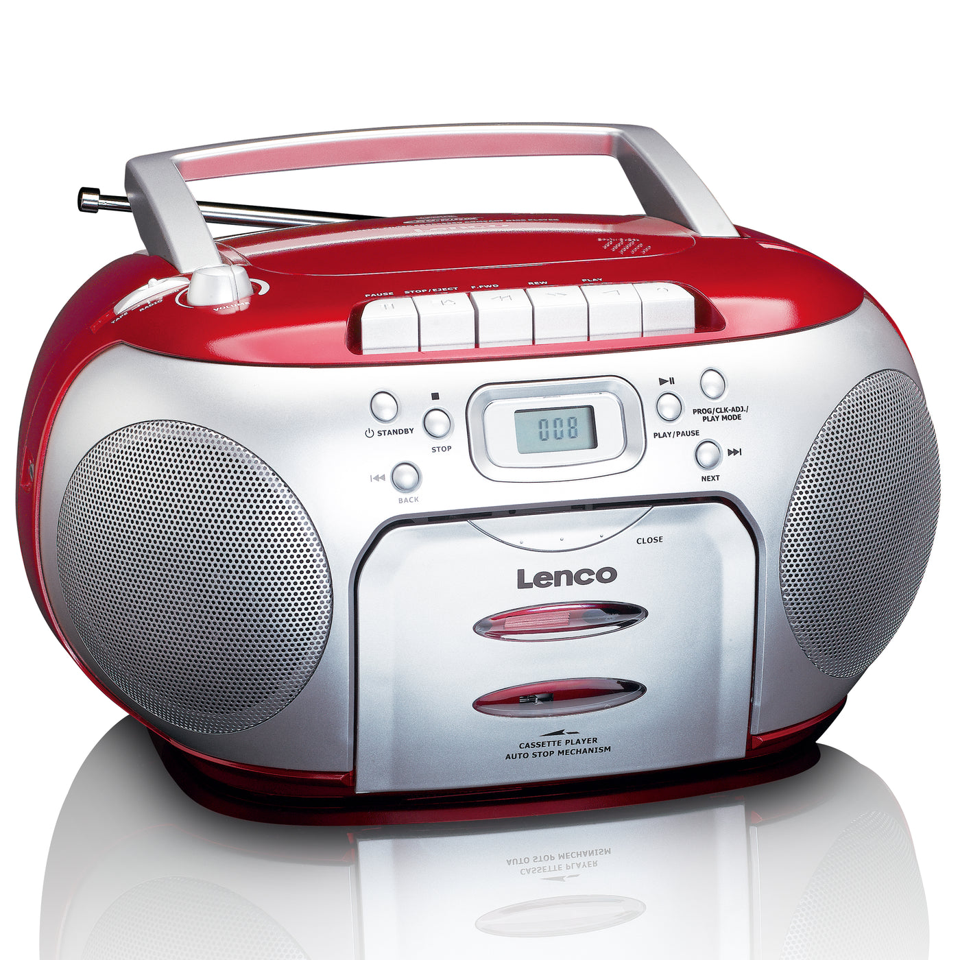 Lenco SCD-420RD - Lecteur CD/radio FM stéréo portable - Rouge