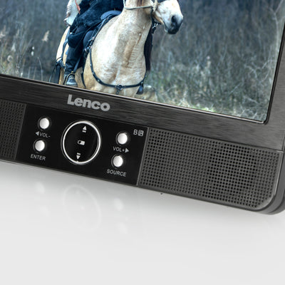 Lenco DVP-939 - Lecteur DVD portable 2 x 9 pouces avec connexion USB, emplacement pour carte SD, pile intégrée, deux casques et deux supports - Noir