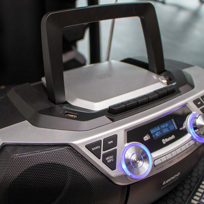 Lenco SCD-720SI - Radio portable DAB+/FM avec Bluetooth®, lecteur CD, cassettes et USB - Argent