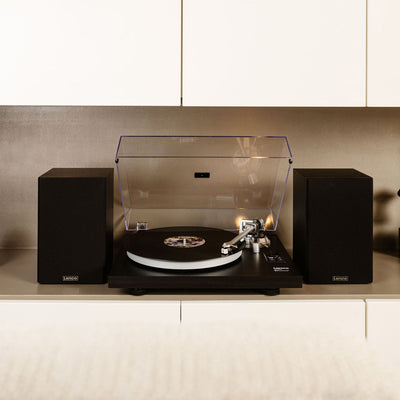 Lenco LS-500BK - Platine avec amplificateur intégré, Bluetooth® et deux enceintes externes - Noir