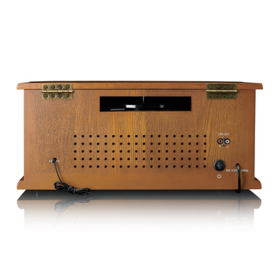 Classic Phono TCD-2571WD - Platine vinyle rétro en bois avec Bluetooth®, radio DAB+/FM, encodage USB, lecteur CD, lecteur de cassette et haut-parleurs intégrés - Bois