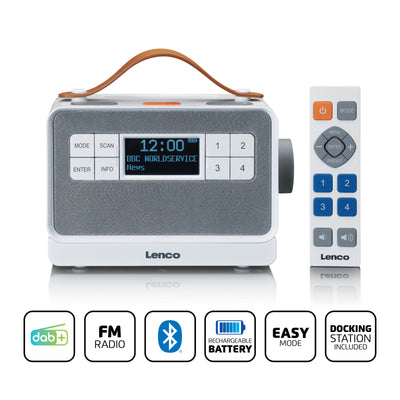 Lenco PDR-065WH - Radio FM/DAB+ portable dotée de grandes touches et d’une fonction "Mode simple", blanc