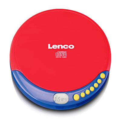 Lenco CD-021KIDS - Lecteur CD portable pour enfants avec casque, piles rechargeables et limiteur de son intégré - Multicolore