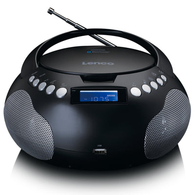 Lenco SCD-331BK - Radio et lecteur CD/MP3 portable avec USB et Bluetooth® - Radio alimentée par batterie ou par secteur