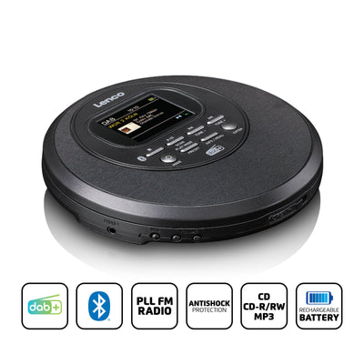 Lenco CD-500BK - Lecteur CD portable avec radio DAB+/FM et Bluetooth® - Noir