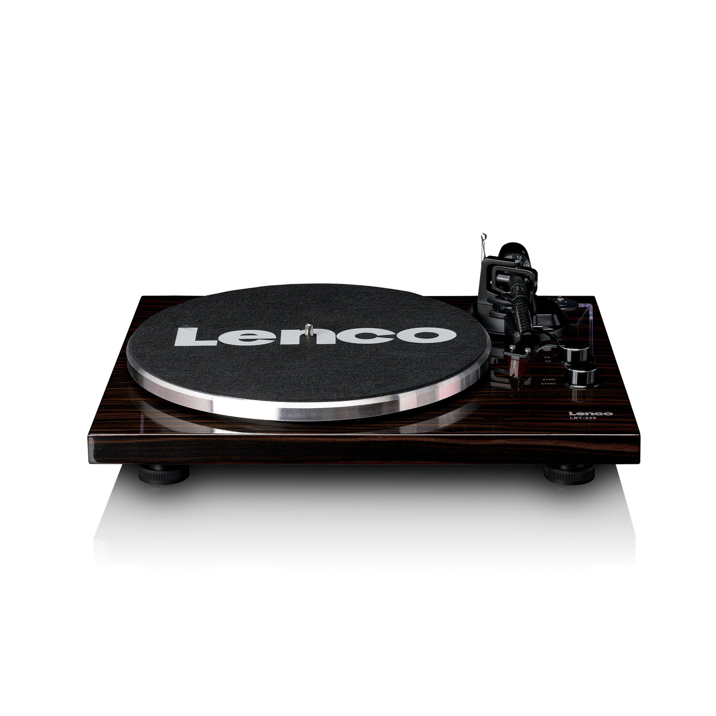 Lenco LBT-345WA - Platine vinyle avec Bluetooth® et cellule Ortofon 2M Red, stabilisateur de plateau chromé inclus - Noyer