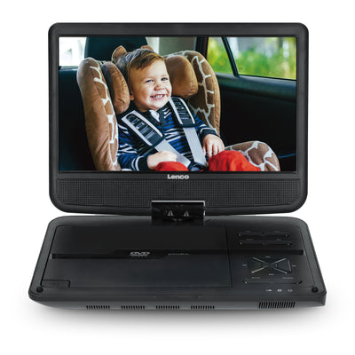 Lenco DVP-1046BK - Deux lecteurs DVD portables de 10 pouces avec batterie rechargeable, deux casques et deux supports de montage pour la voiture - Noir