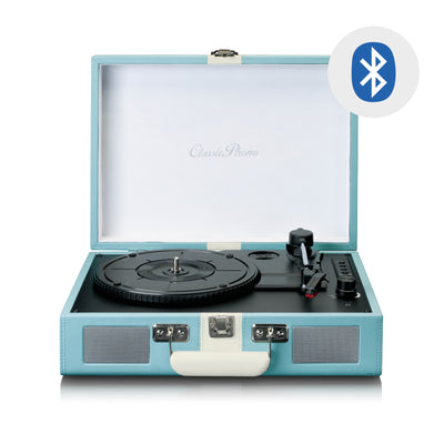 Classic Phono TT-110BUWH - Platine vinyle Bluetooth® avec haut-parleurs intégrés - Bleu Blanc