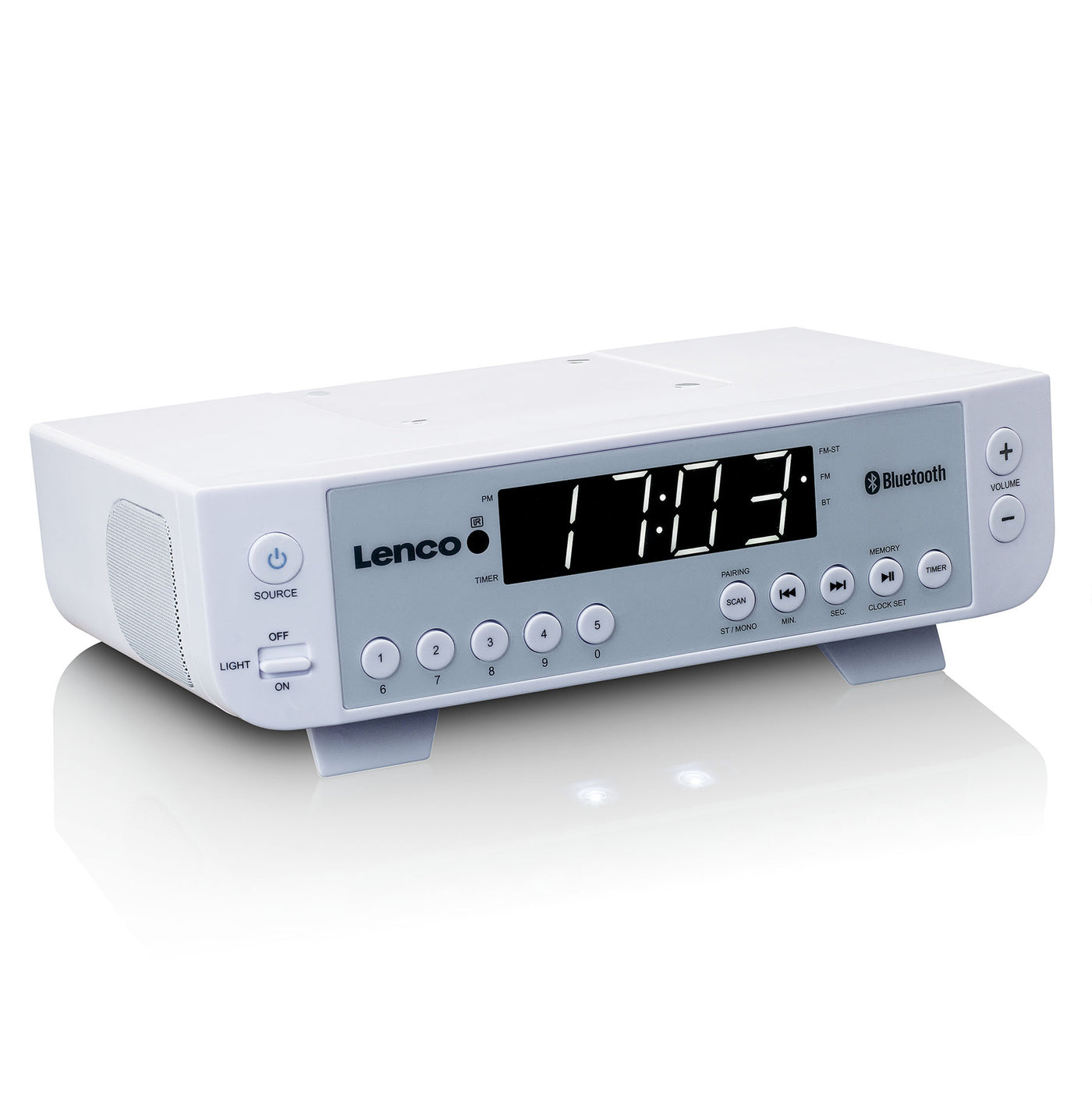 Lenco KCR-100WH - Radio de cuisine FM avec Bluetooth®, éclairage LED et minuteur - Blanc