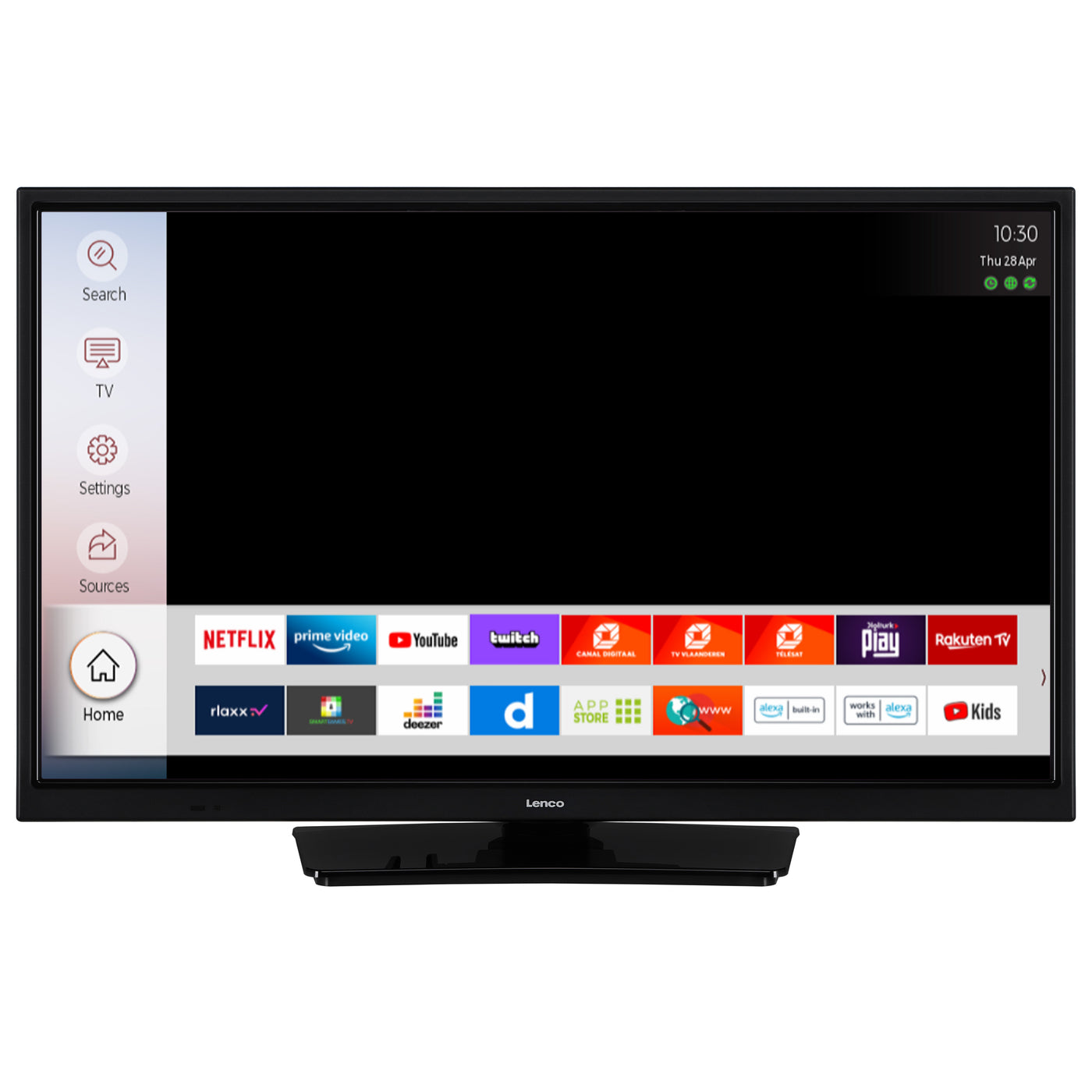 Lenco DVL-2483BK (V2) - 24" Smart TV avec lecteur DVD intégré et adaptateur voiture 12 V - Noir