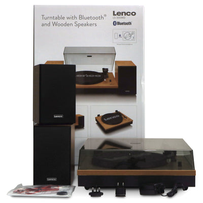 Lenco LS-300WD - Platine avec Bluetooth® et deux haut-parleurs externes, bois