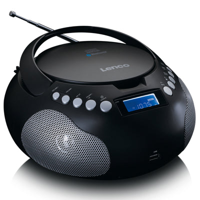 Lenco SCD-331BK - Radio et lecteur CD/MP3 portable avec USB et Bluetooth® - Radio alimentée par batterie ou par secteur