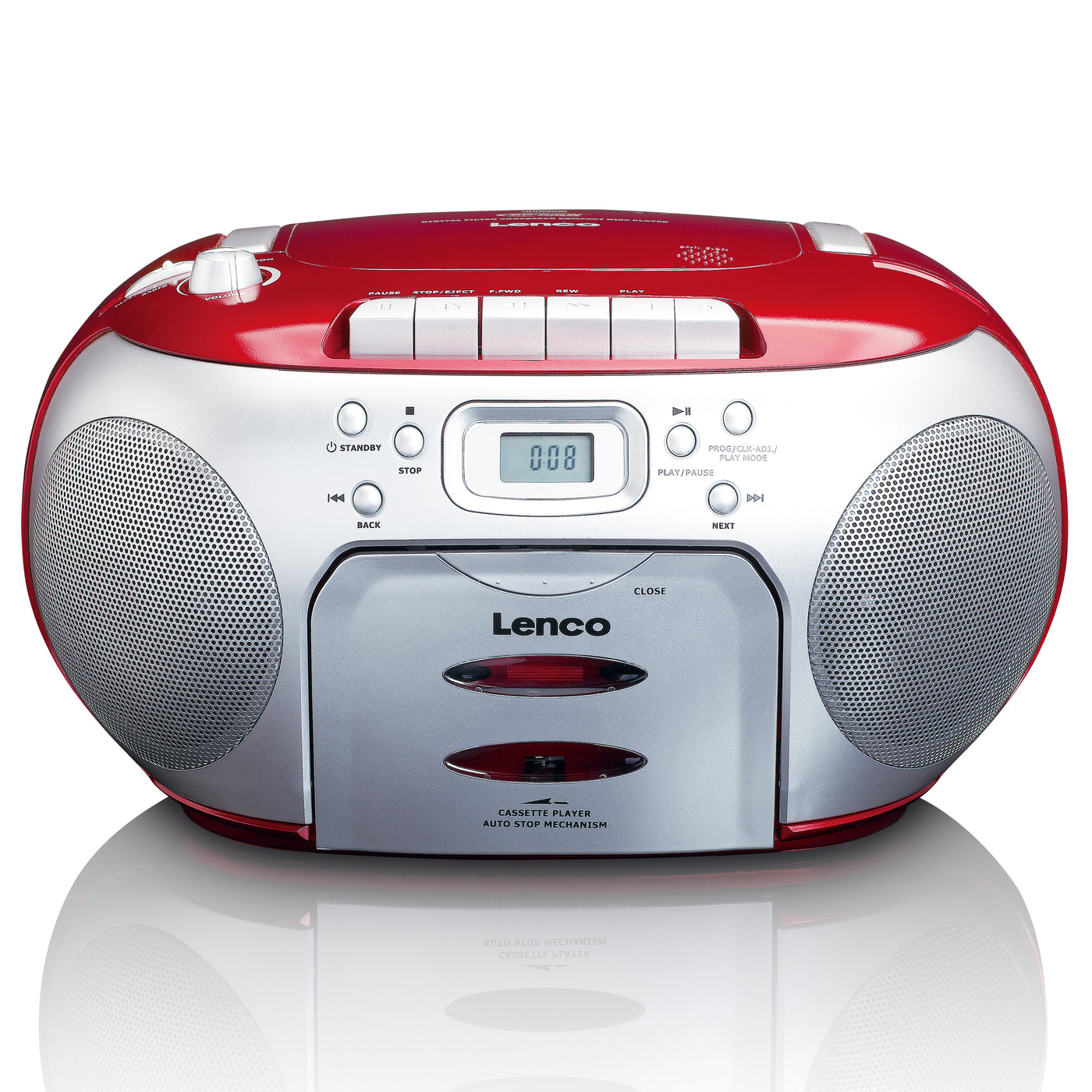 Lenco SCD-420RD - Lecteur CD/radio FM stéréo portable - Rouge