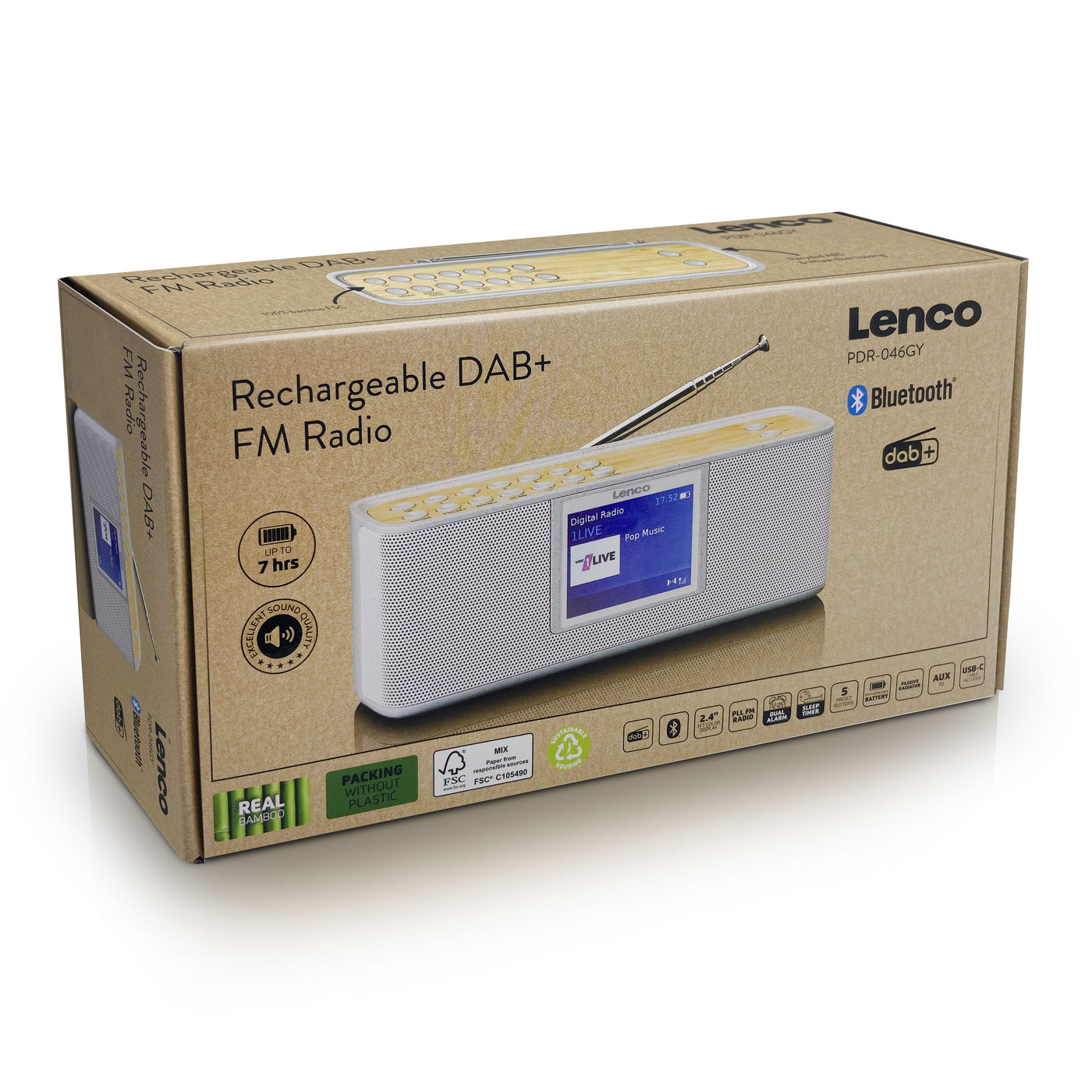 Lenco PDR-046GY -Radio DAB+ avec Bluetooth® 5.0, grise