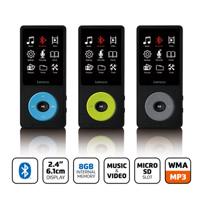 Lenco Xemio-860BU - Lecteur MP3/MP4 avec Bluetooth® et mémoire interne de 8 Go - Bleu