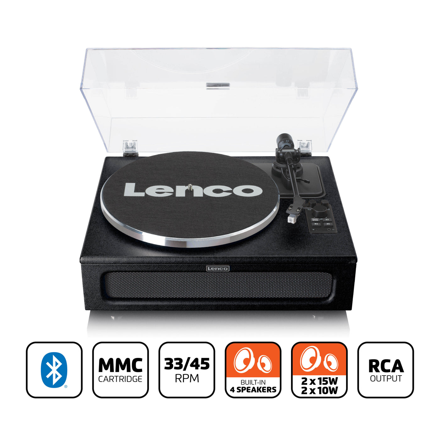 Lenco LS-430BK - Platine vinyle avec 4 haut-parleurs incorporés - Noir