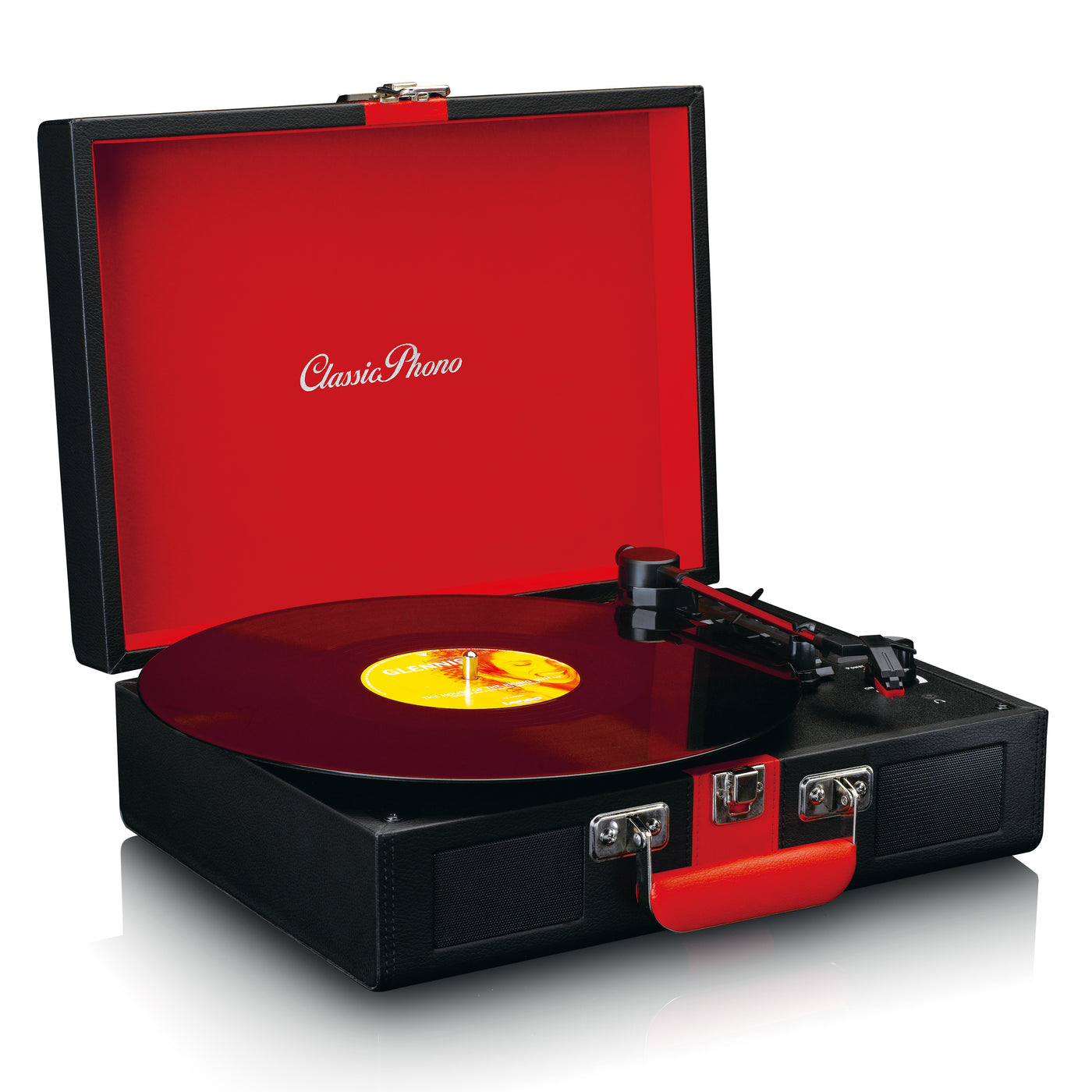 Classic Phono TT-110BKRD - Platine vinyle Bluetooth® avec haut-parleurs intégrés - Noir Rouge