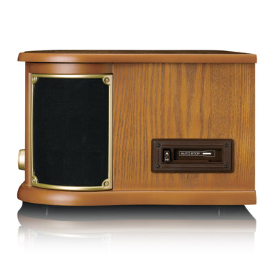 Classic Phono TCD-2551WD - Platine vinyle rétro en bois avec Bluetooth®, radio AM/FM, encodage USB, lecteur CD, lecteur de cassette et haut-parleurs intégrés - Bois