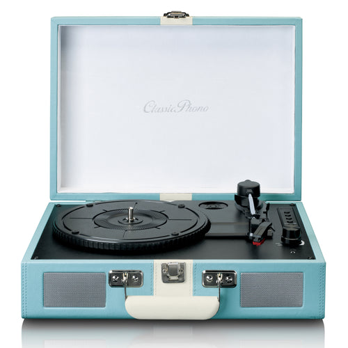 Classic Phono TT-110BUWH - Platine vinyle Bluetooth® avec haut-parleurs intégrés - Bleu Blanc