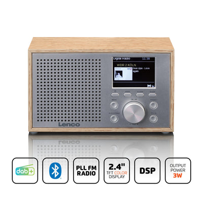 Lenco DAR-017WH - Radio DAB+/FM compacte et élégante avec Bluetooth® et caisson en bois - Chêne