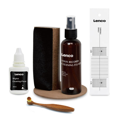 LENCO TTA-6IN1 - Set d'accessoires 6-en-1 pour platine vinyle et kit de luxe pour nettoyer les disques vinyles - Bois haut de gamme