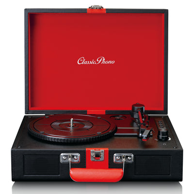 Classic Phono TT-110BKRD - Platine vinyle Bluetooth® avec haut-parleurs intégrés - Noir Rouge