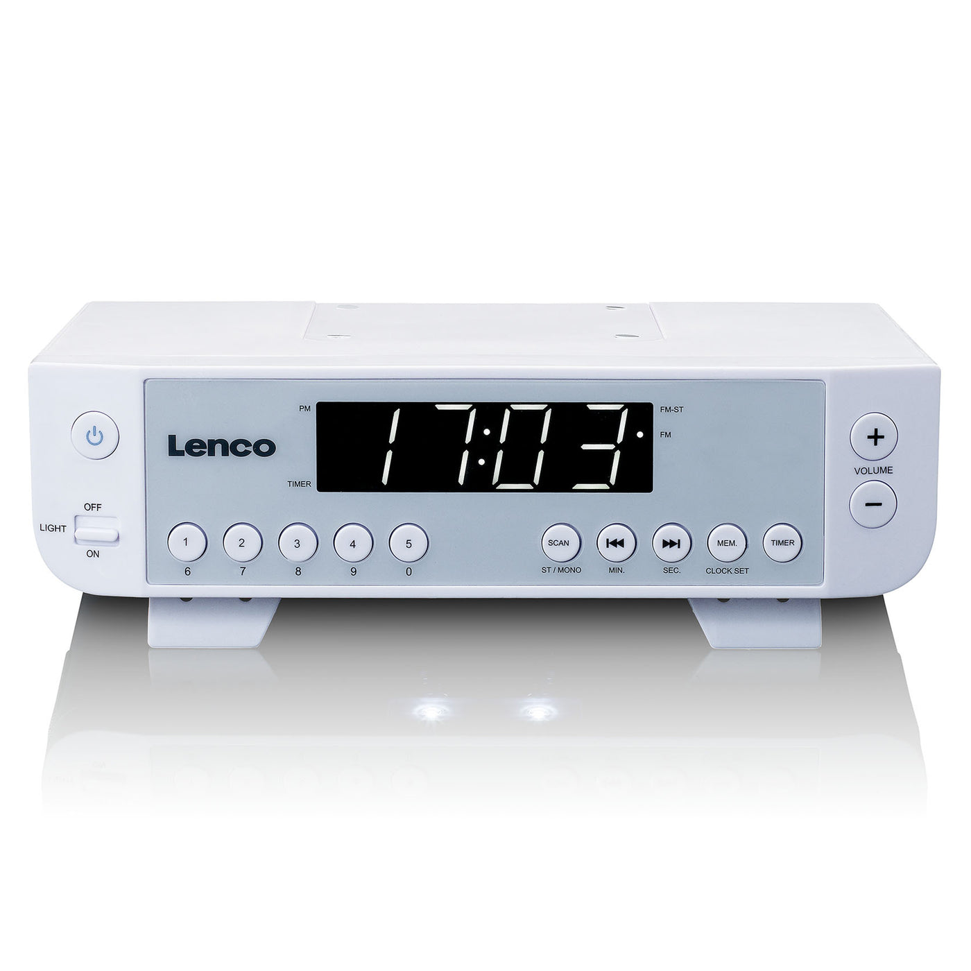 Radio portable Lenco KCR-11WH avec éclairage LED et minuterie